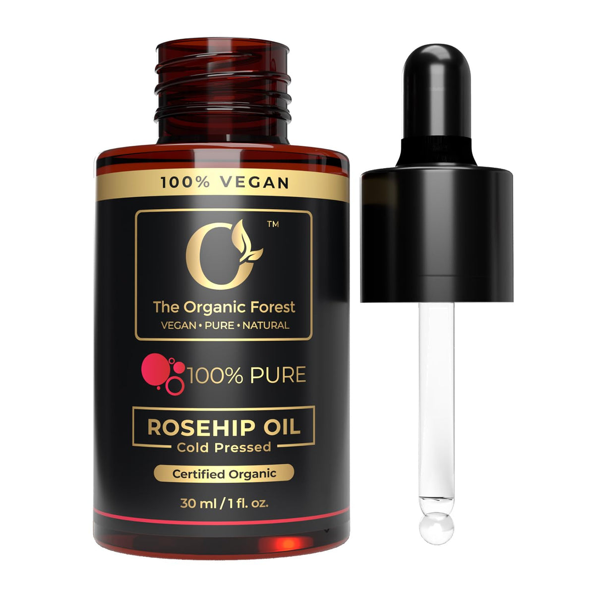 The Organic Forest front bottle showing label and natural look benefits