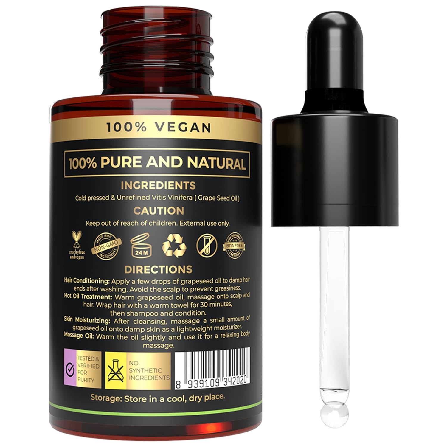 The Organic Forest grapeseed oil pouring drop demonstrating smooth glide for massage