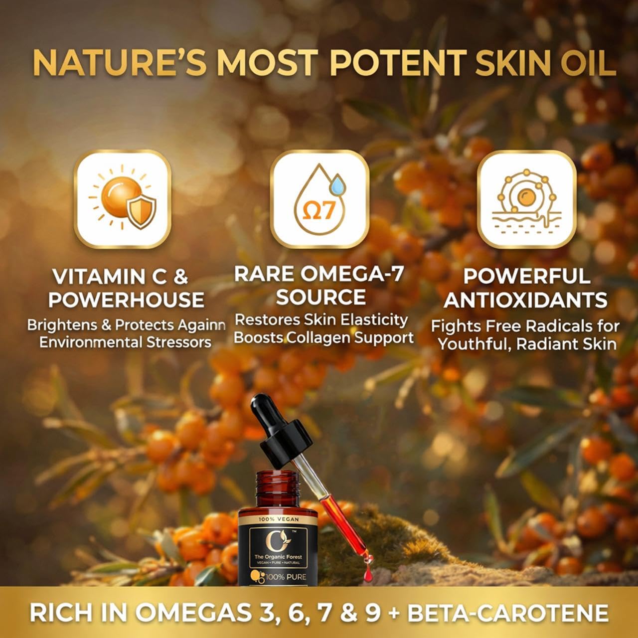 The Organic Forest sea buckthorn used in a facial routine showing hydration and glow benefit