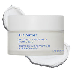 The Outset night cream front jar shows clean design and easy access benefit