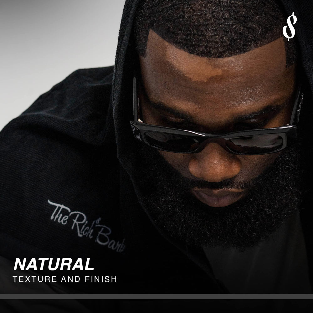The Rich Barber keratin-infused fibers texture for natural look