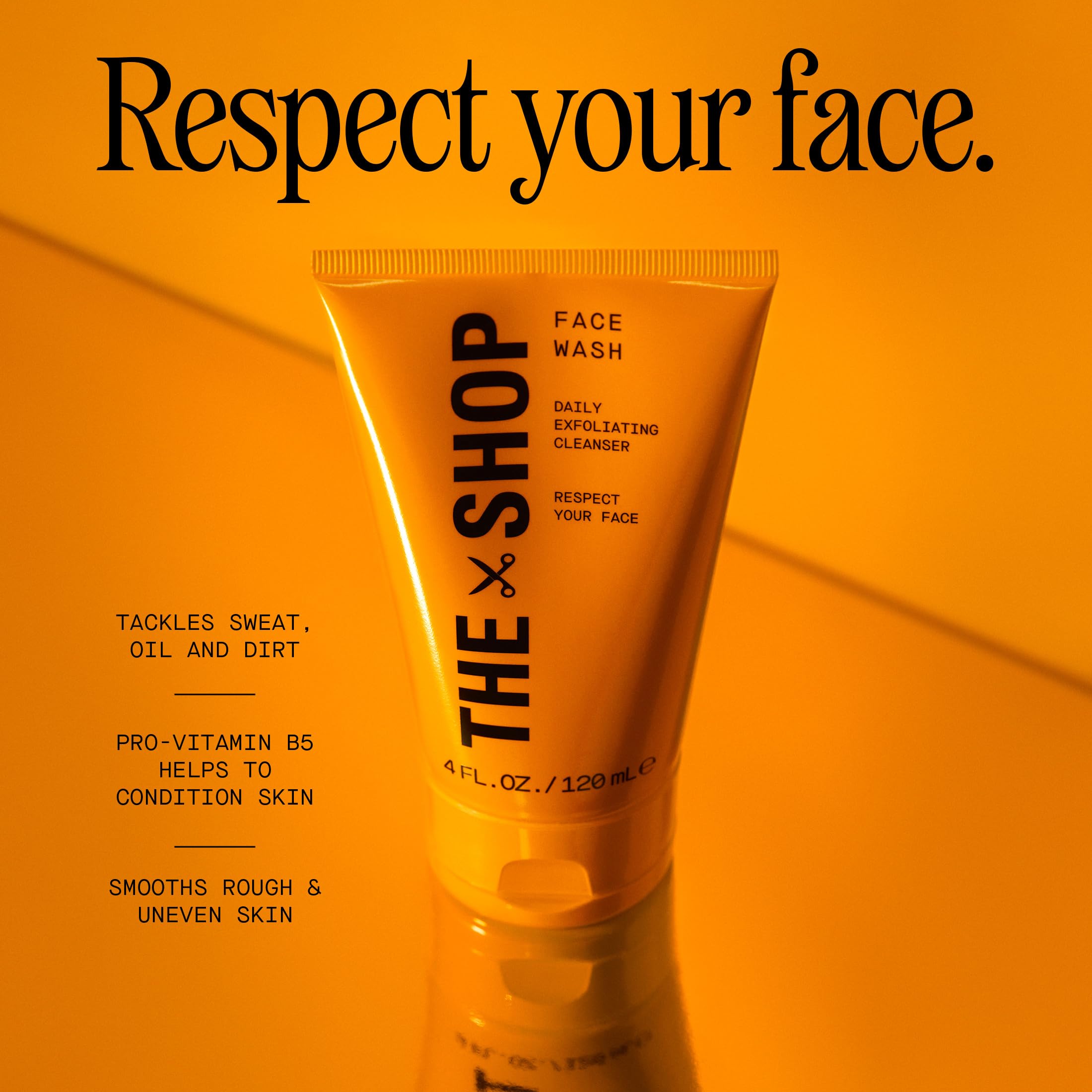 The Shop Uninterrupted face wash in use before shaving to unclog pores and prep skin
