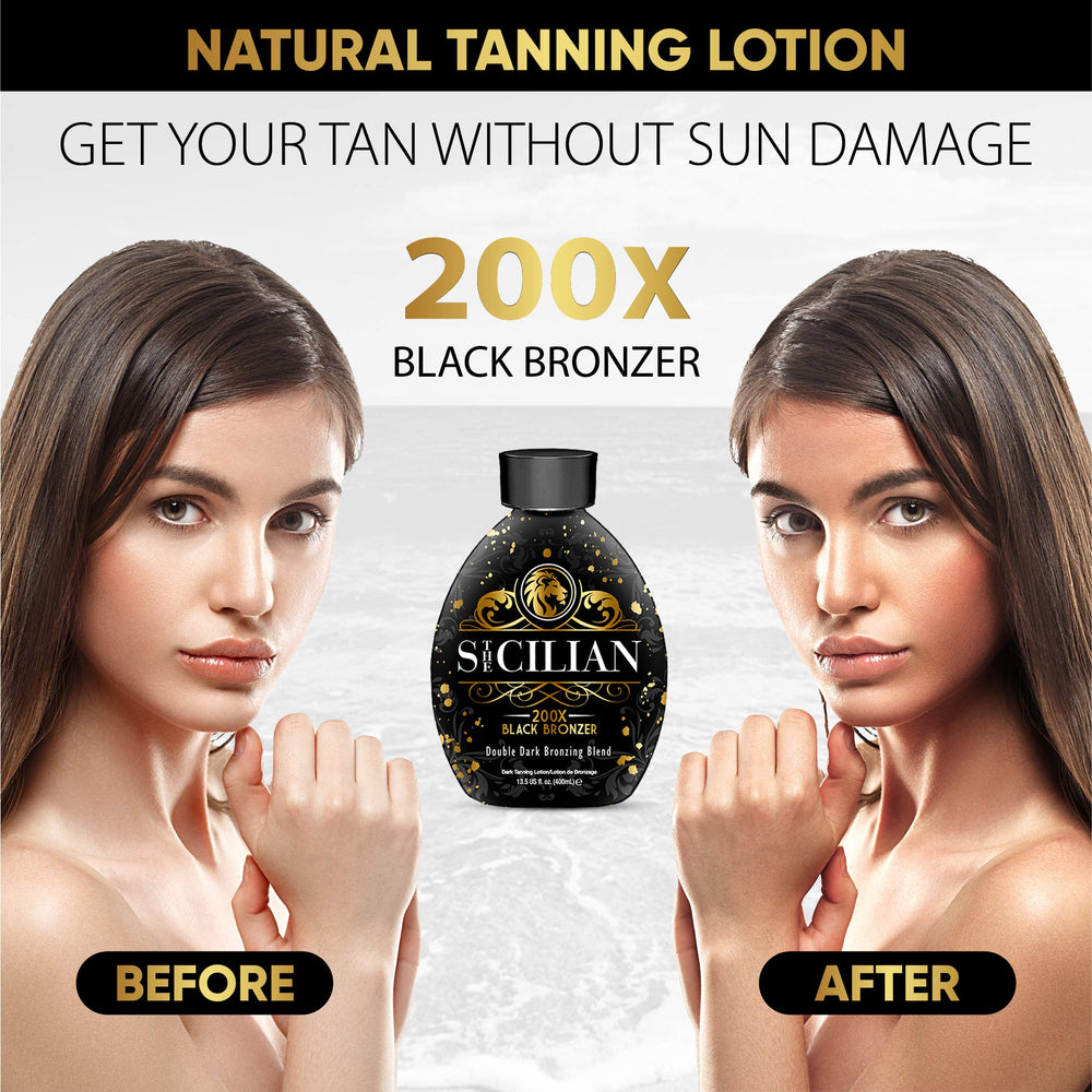 The Sicilian bronzer in a beach setting for sunless confidence benefit