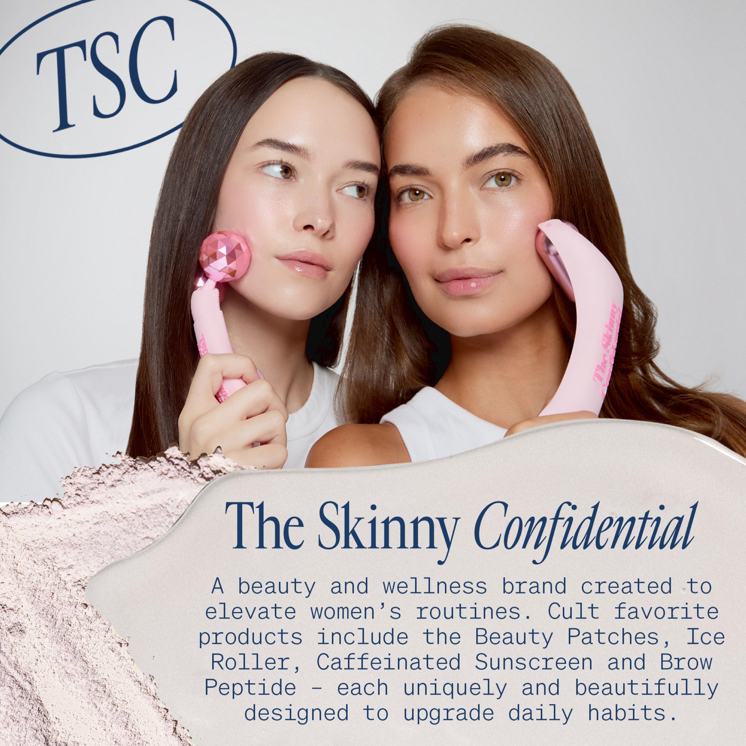 The Skinny Confidential tube next to coin showing compact size and travel-friendly benefit