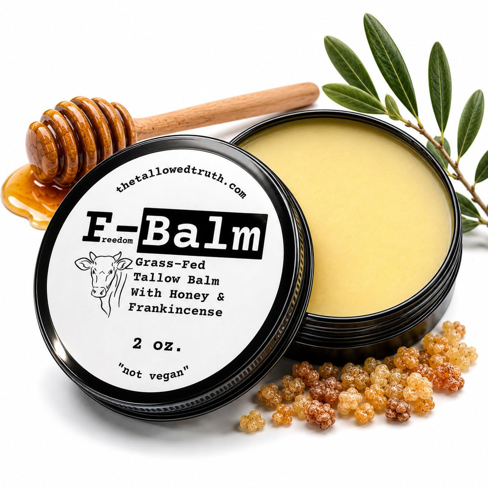 The Tallowed Truth front jar showing packaging and size, highlights natural formula
