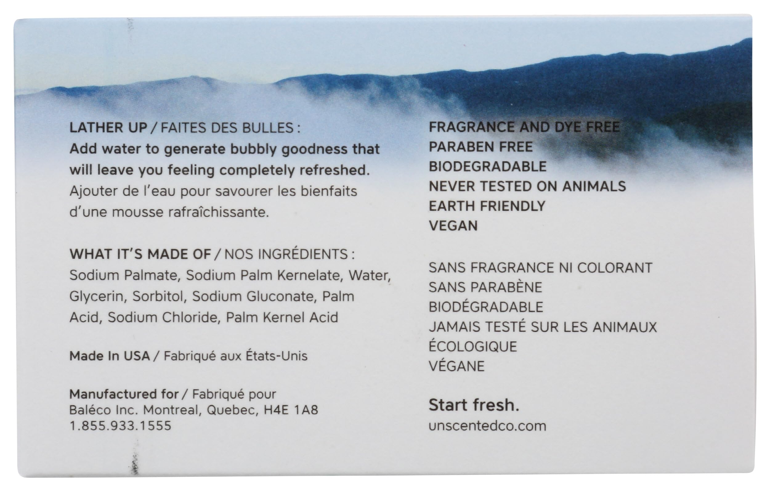 The Unscented Company close-up lather demonstrating gentle moisturizing foam