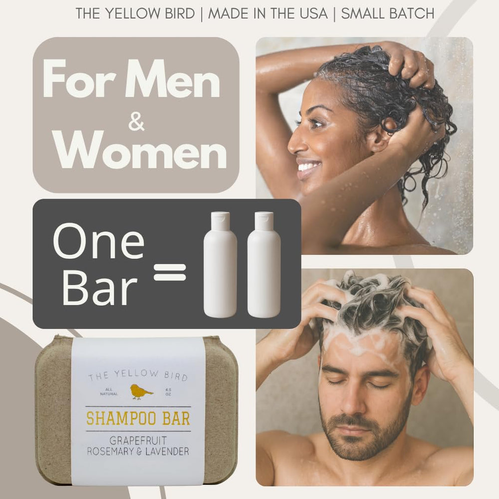 The Yellow Bird bar producing suds in a shower, demonstrating effective lather for hair and body