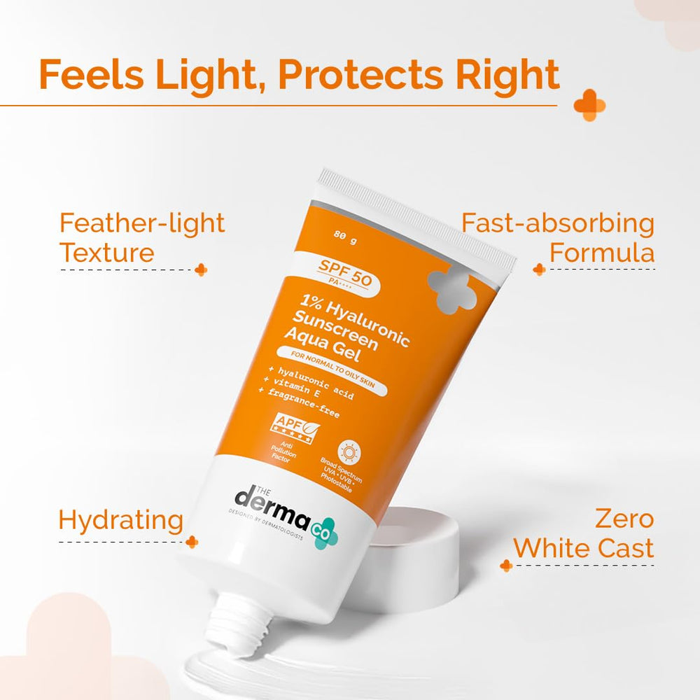 The Derma Co tube beside everyday items showing product size