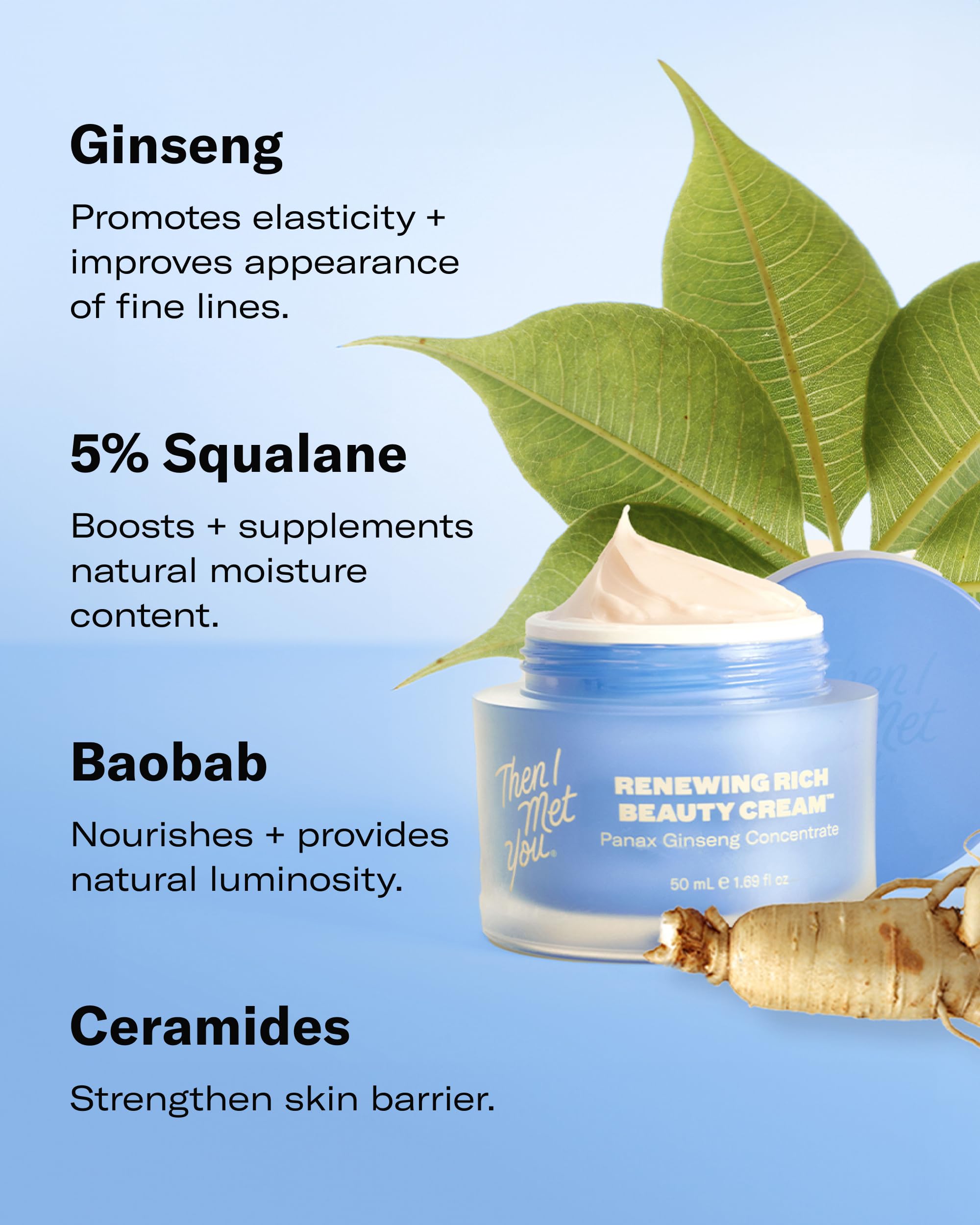 Then I Met You cream applied on skin to show immediate absorbency and dewy hydration