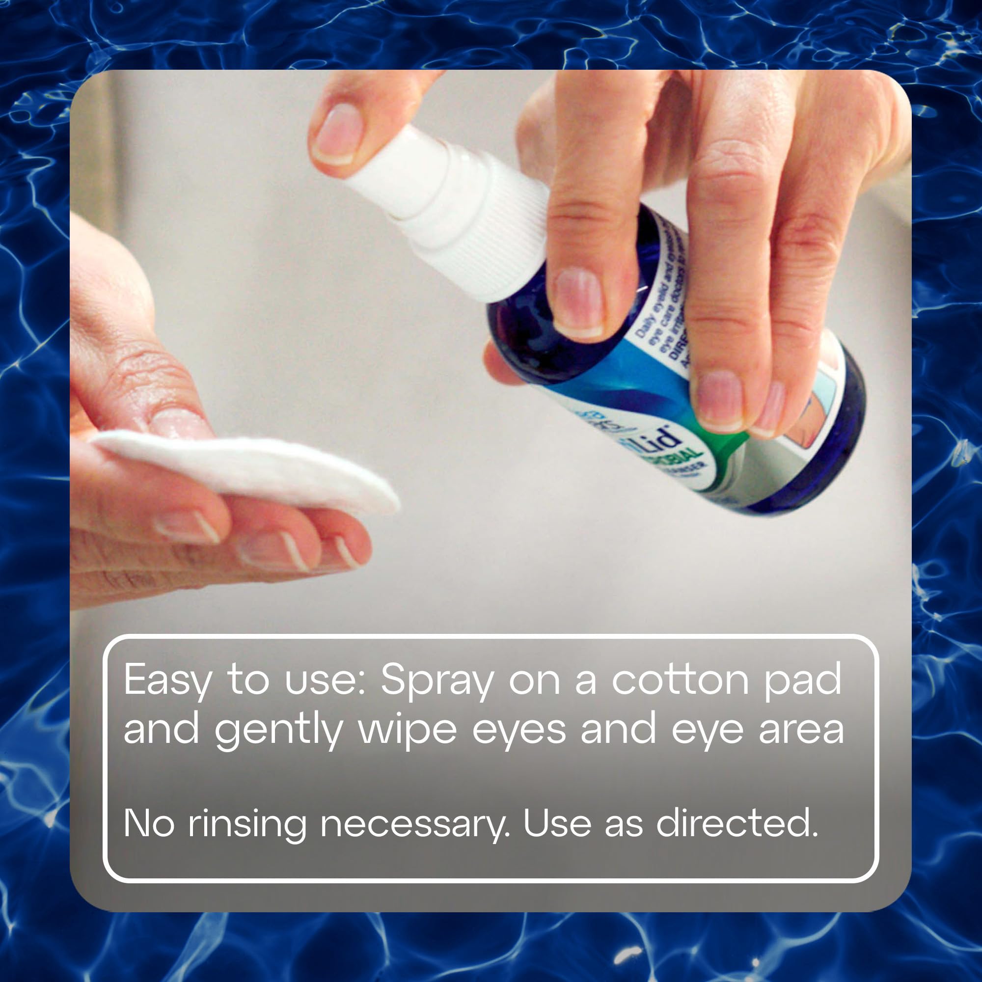 TheraTears SteriLid on cotton pad showing debris removal for effective eyelid cleansing