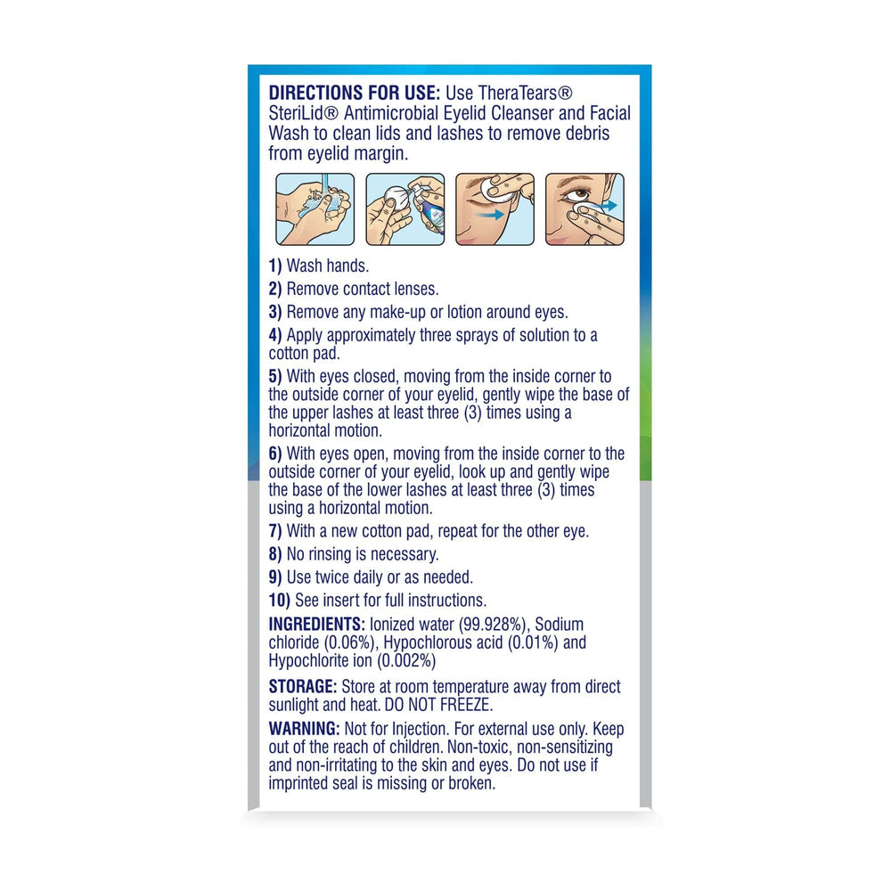 TheraTears SteriLid on bathroom counter with towel showing everyday use in routines