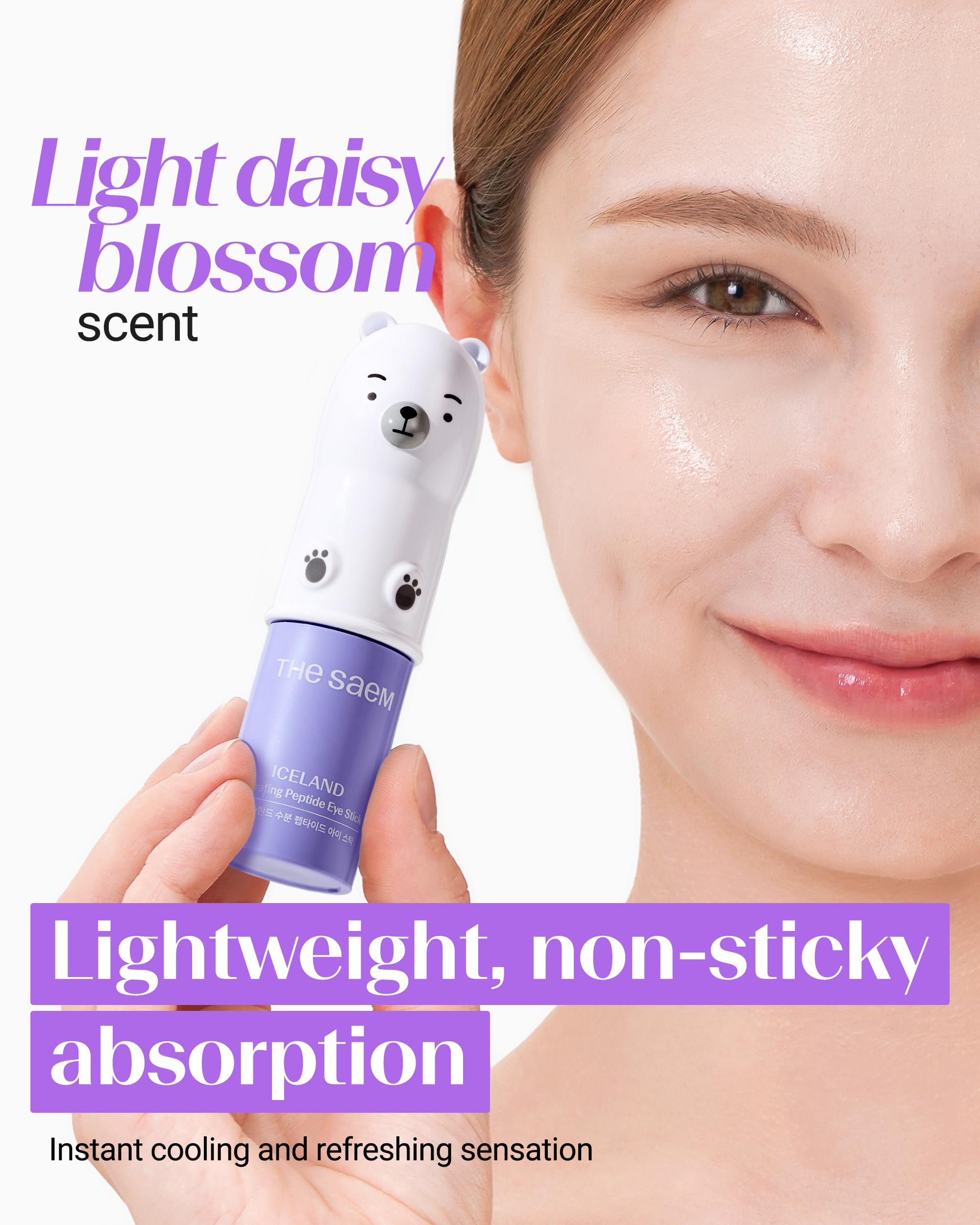THESAEM eye stick held in hand showing size and portability benefit
