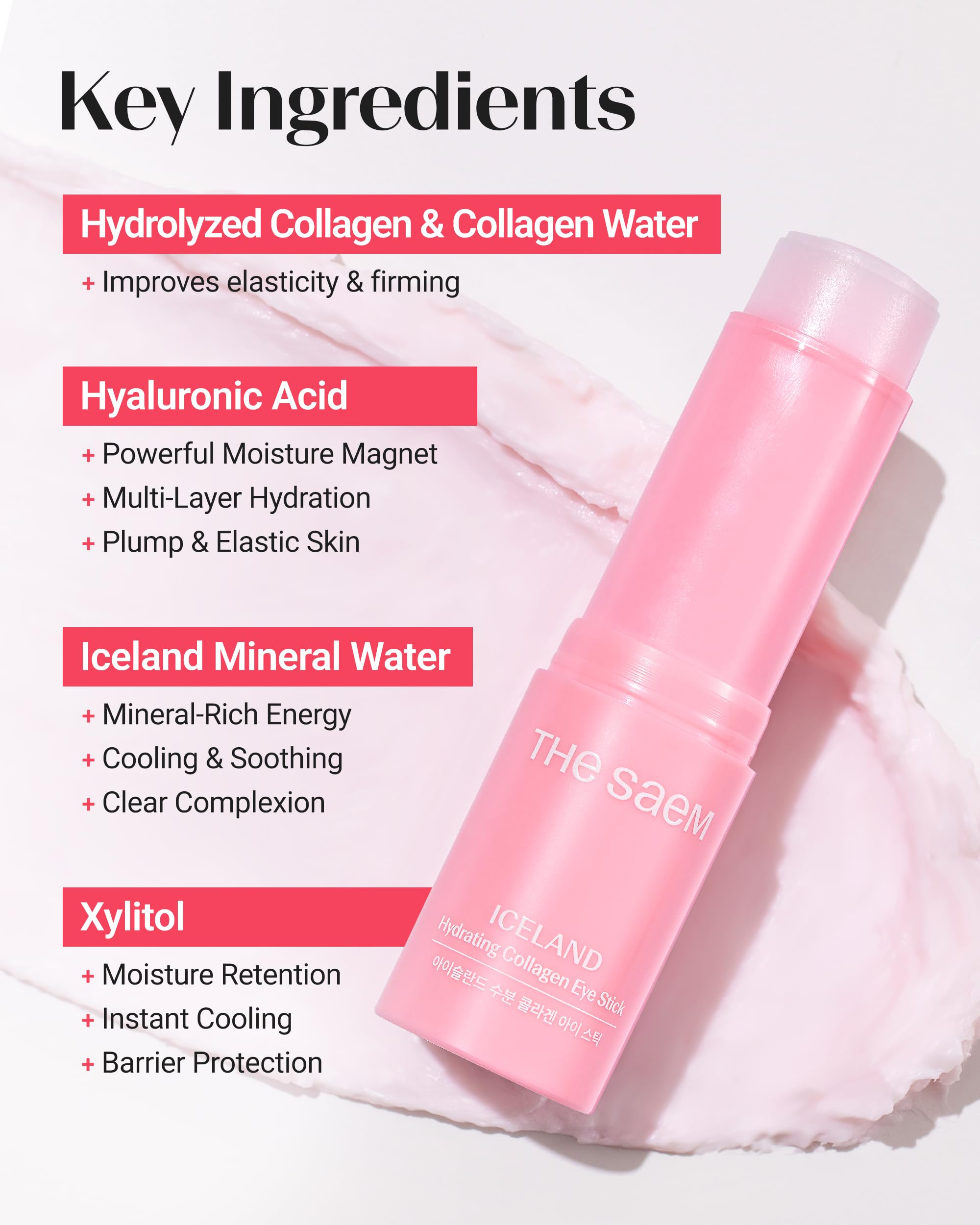 THESAEM eye stick held in hand to show 0.38 oz size and portability benefit