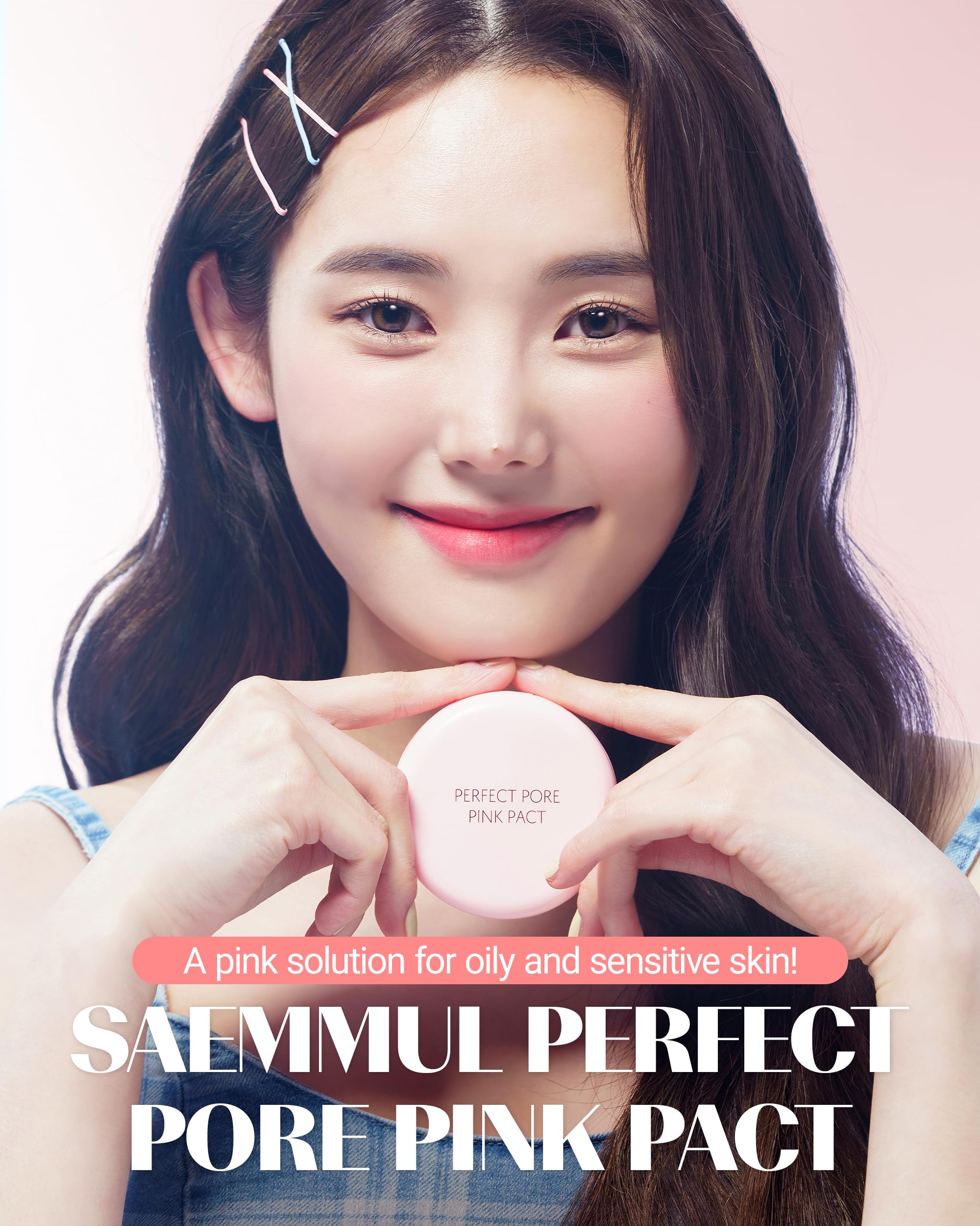 THESAEM open compact with pink powder pan, reveals smooth blendable formula