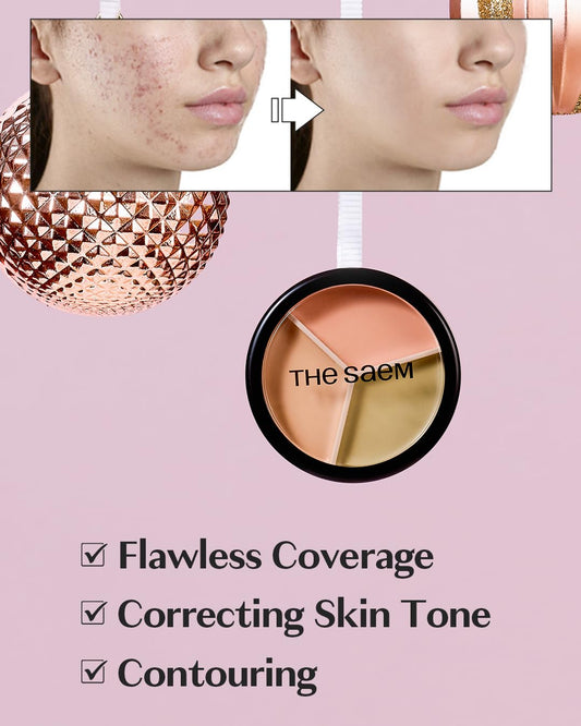 THESAEM open palette revealing beige green and peach corrective shades for balanced coverage