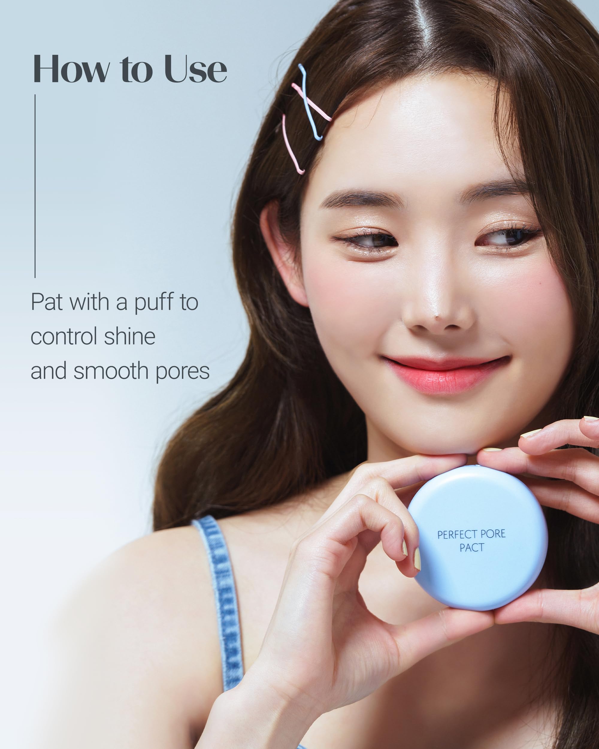 THESAEM applying powder to T-zone for oil control and long-wear benefit