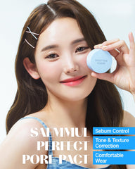 THESAEM open compact showing smooth pressed powder for even application benefit