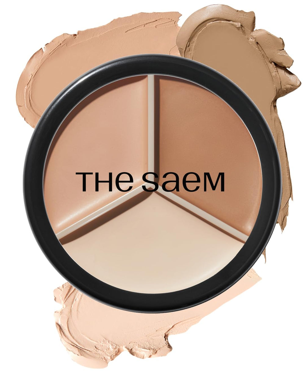 THESAEM front view of three-shade palette highlighting portability and coverage
