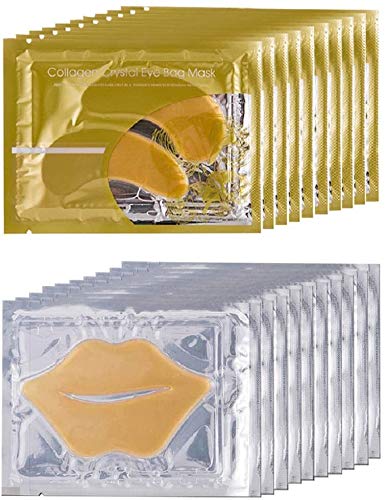 Theshiry front packaging showing gold collagen mask set and benefits