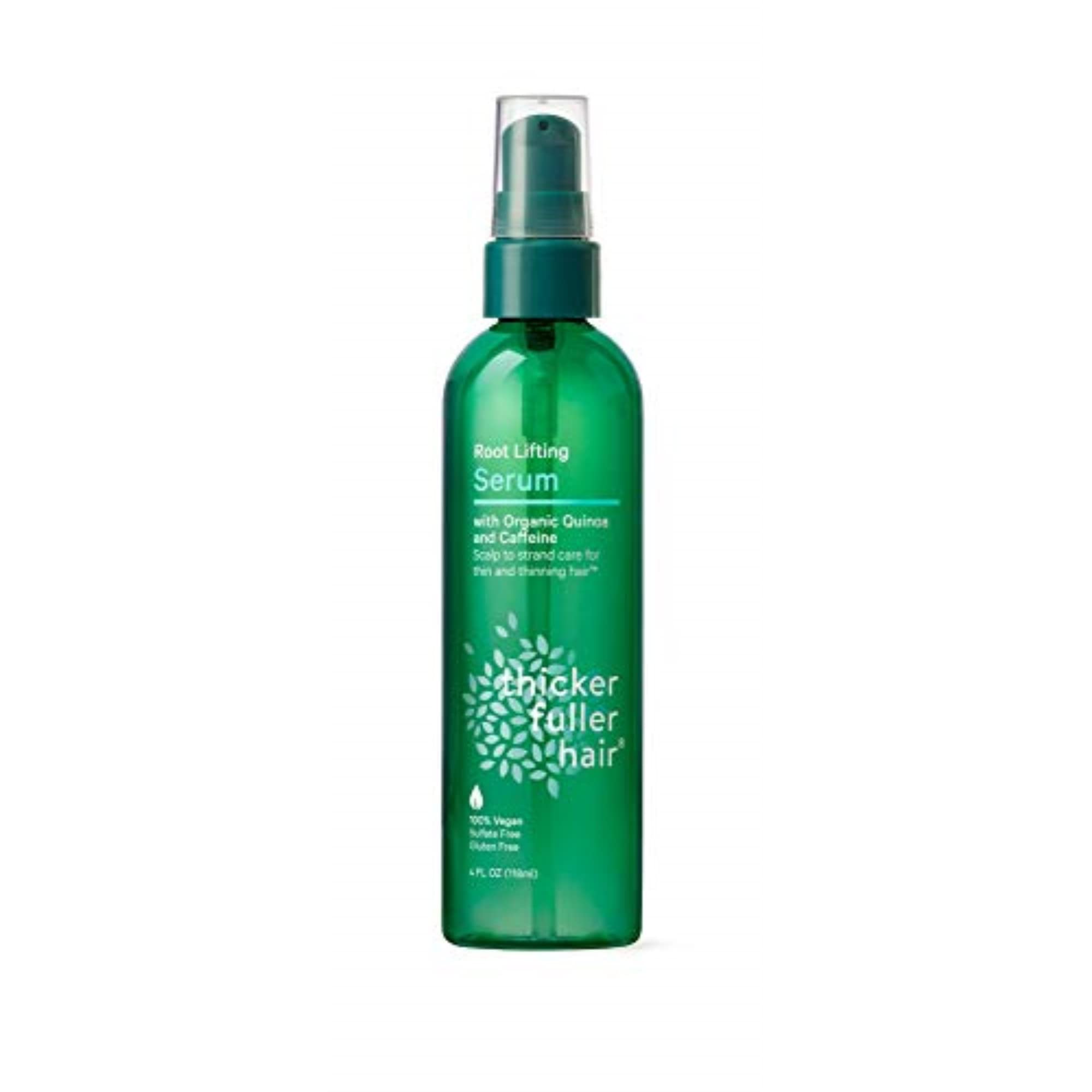 Thicker Fuller Hair front packaging showing bottle and label, highlights clean vegan formula