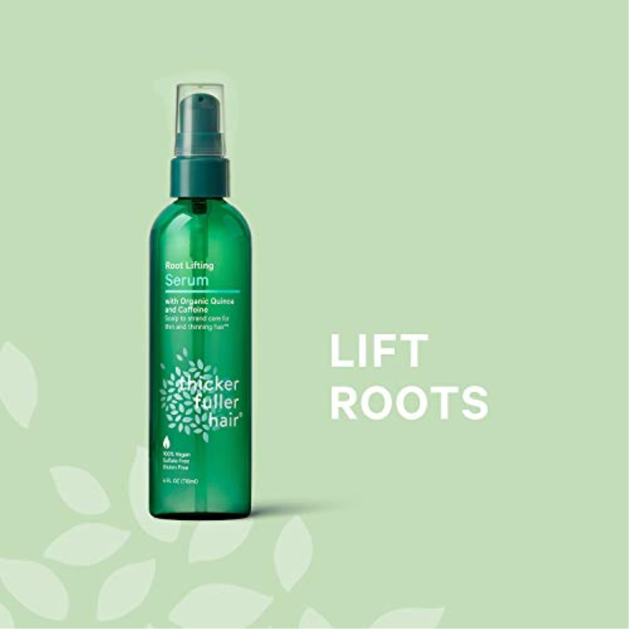 Thicker Fuller Hair serum being applied at roots for lift and fuller-looking hair