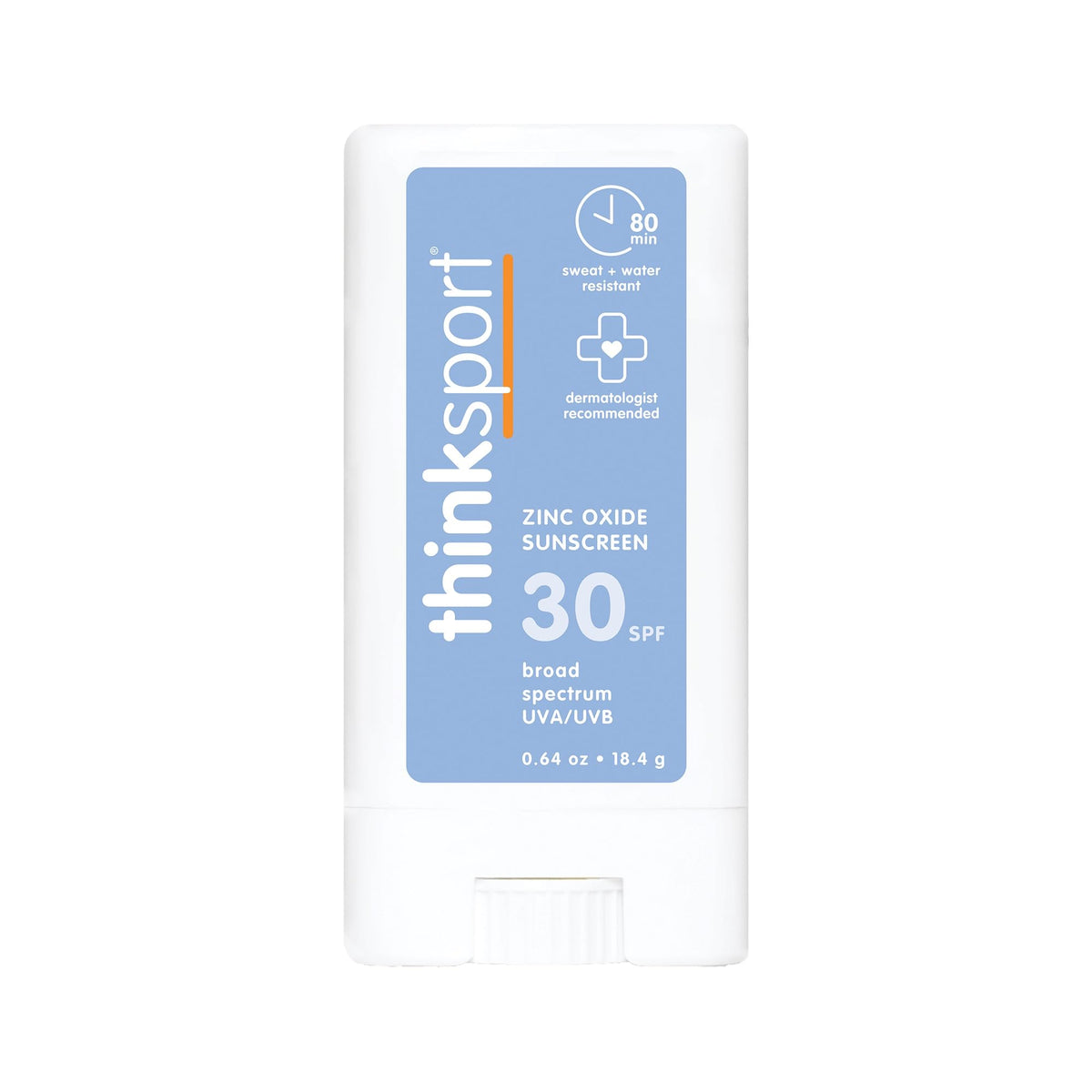 THINK thinksports stick front packaging showing compact SPF 30 convenience
