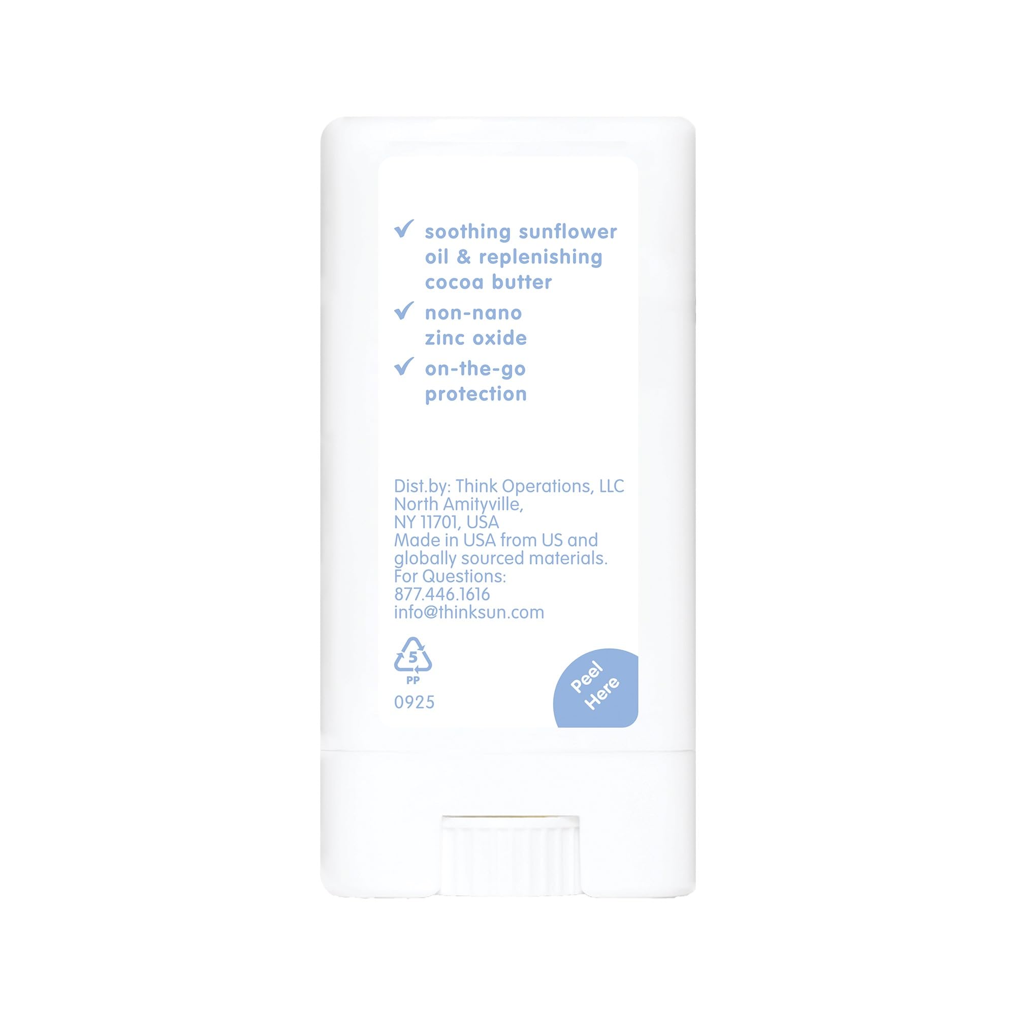 THINK thinksports stick ingredient label highlighting reef-safe formulation