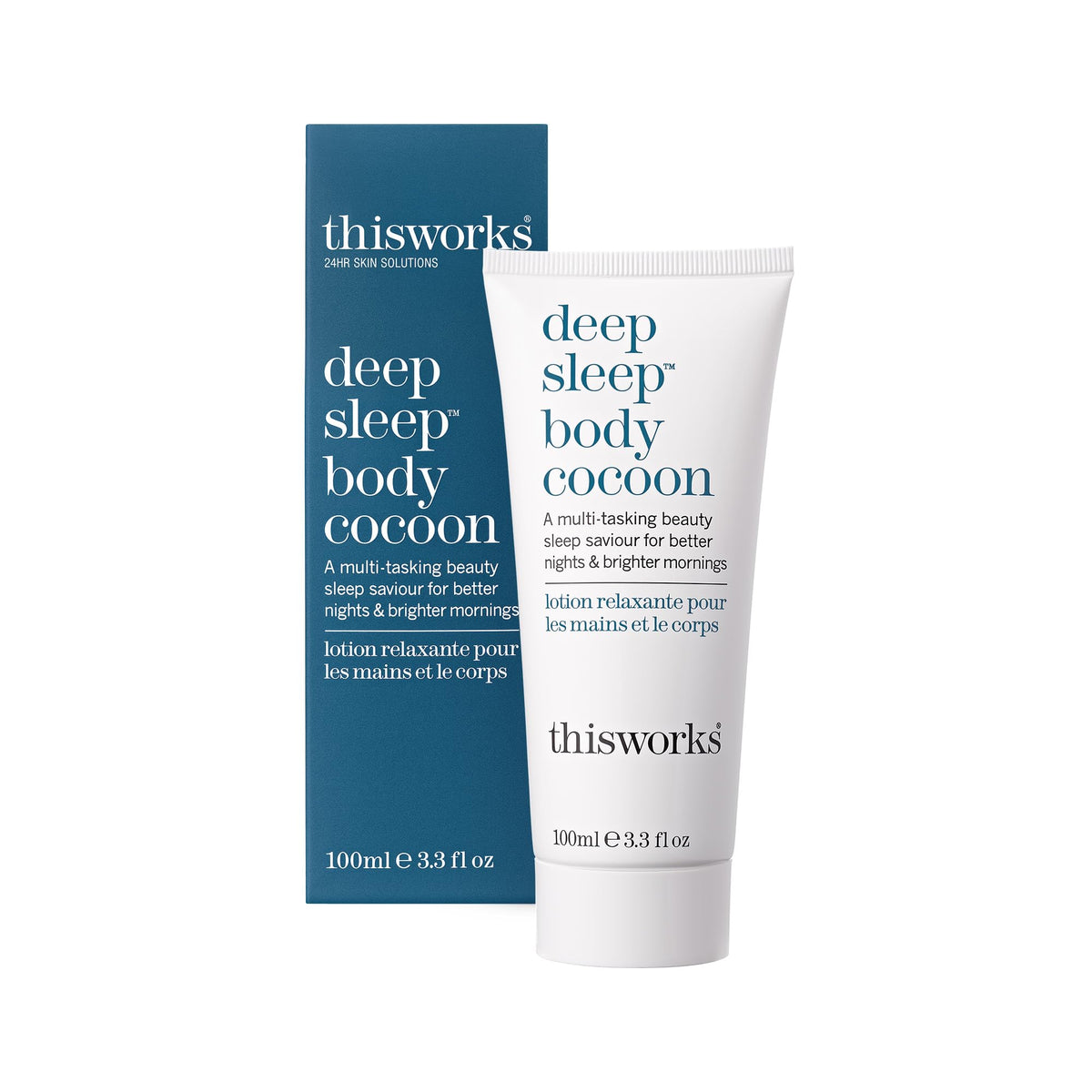 THISWORKS tube front view showing packaging and sleep-supporting benefits