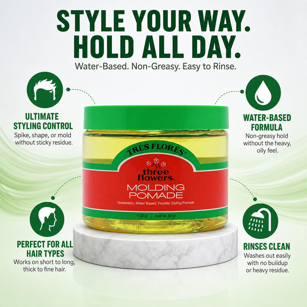 Three Flowers pomade on hands being warmed for flexible application