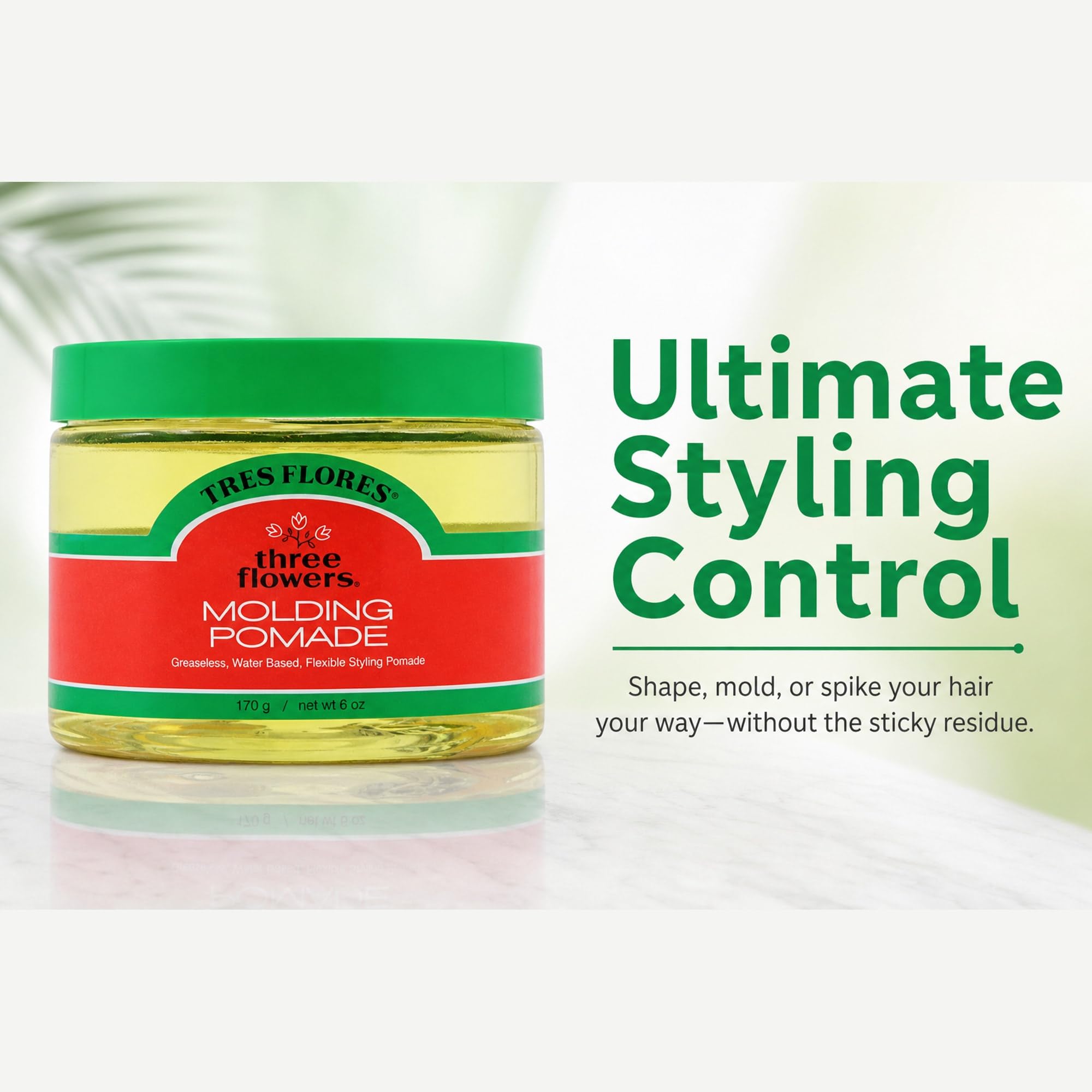 Three Flowers open tub texture showing smooth, easy-to-distribute pomade