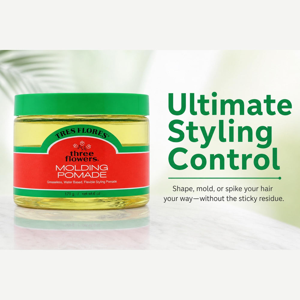 Three Flowers open tub texture showing smooth, easy-to-distribute pomade
