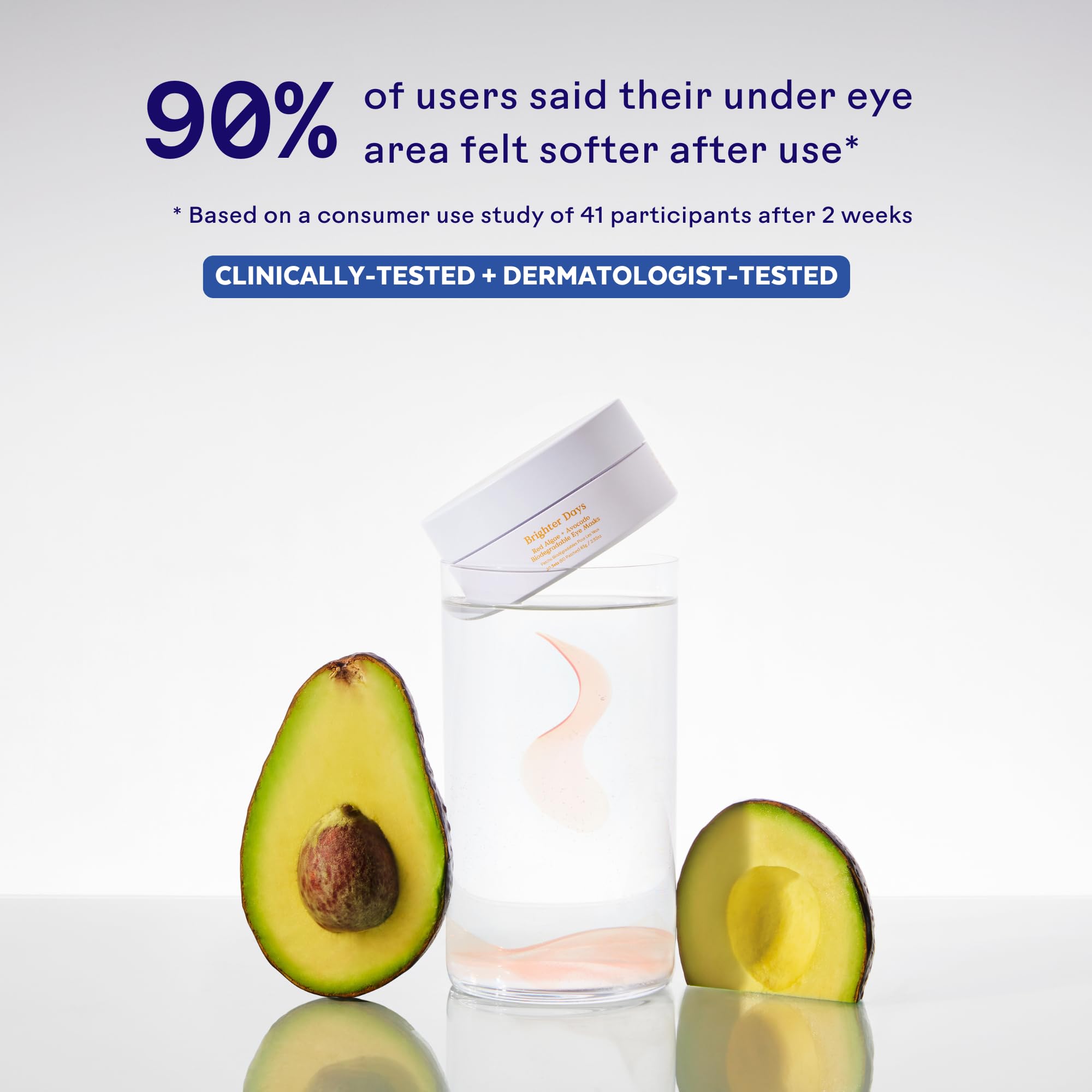 Three Ships eye mask applied under-eye demonstrating de-puffing and cooling effect