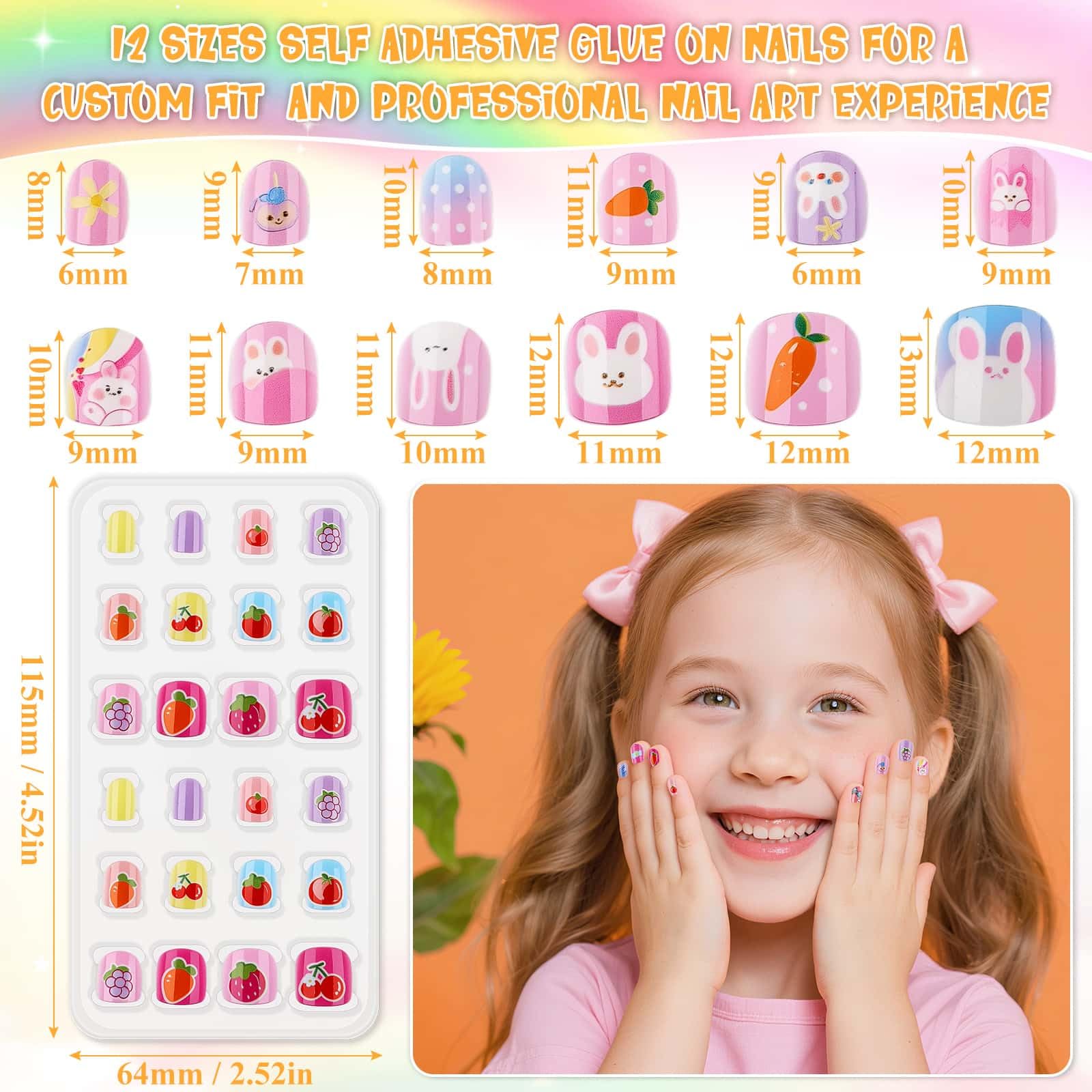 Thrilez child pressing a pre-glued nail on, showing simple application and independence benefit
