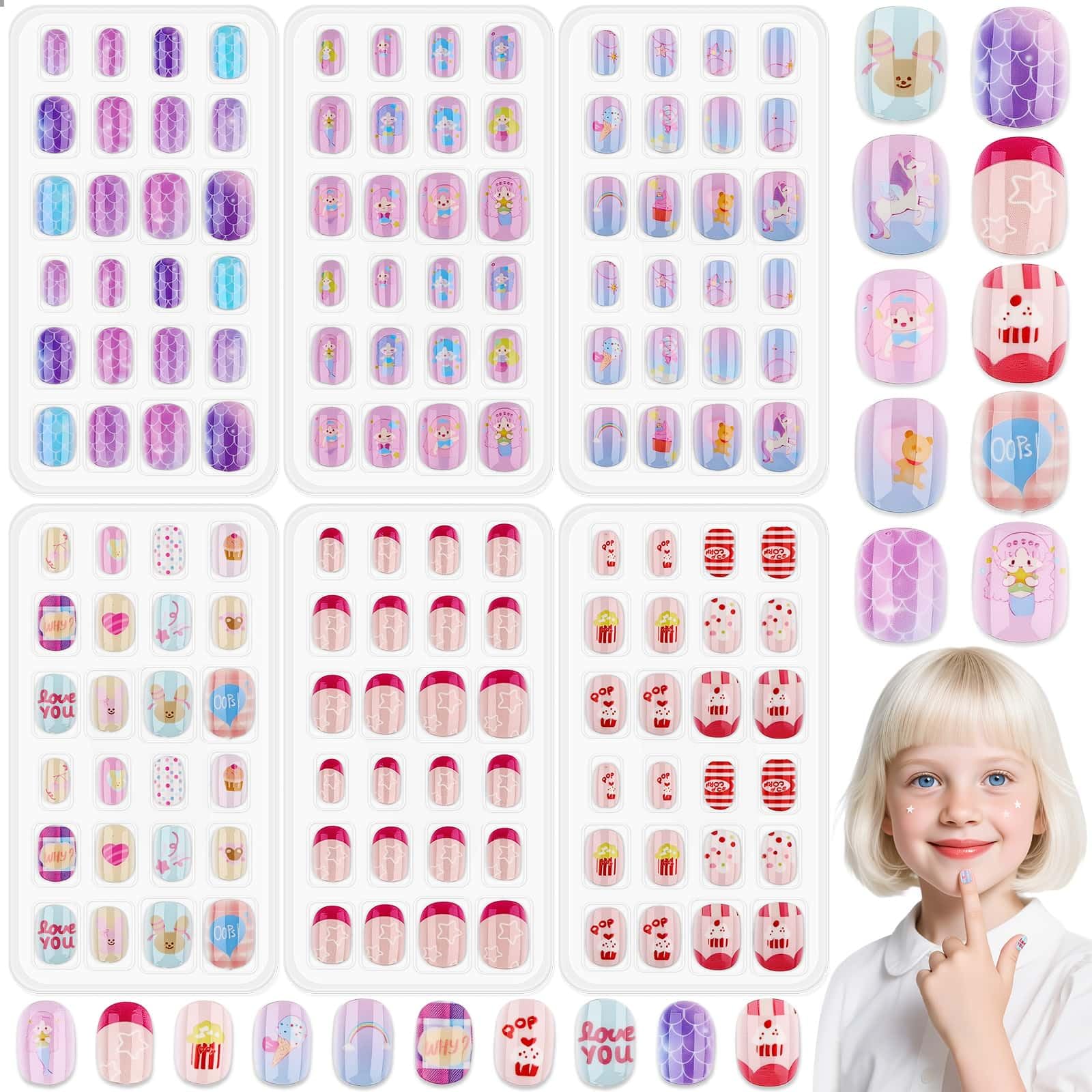 Thrilez front packaging showing 144-piece kids nail kit and easy use benefit