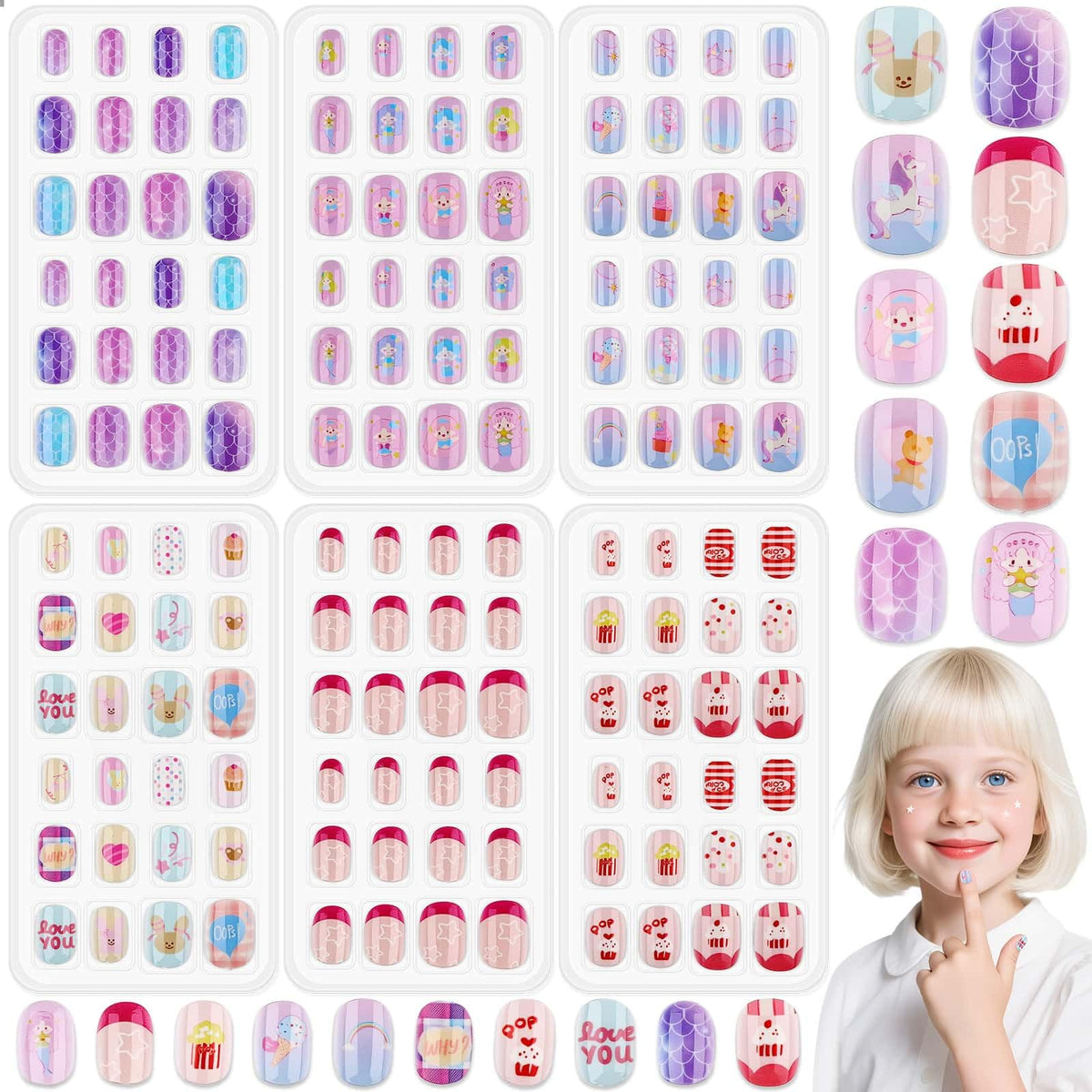 Thrilez front packaging showing 144-piece kids nail kit and easy use benefit