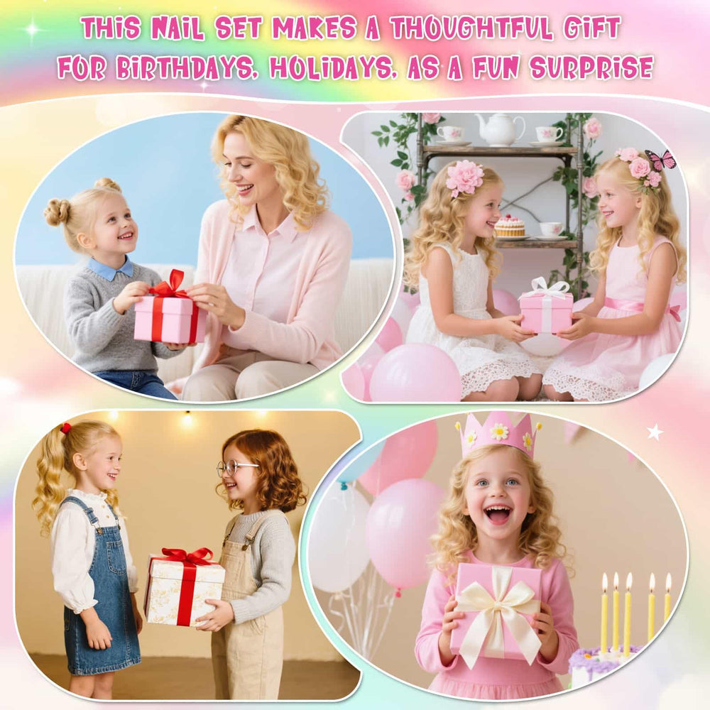 Thrilez kids at a birthday party wearing nails for festive, supervised fun