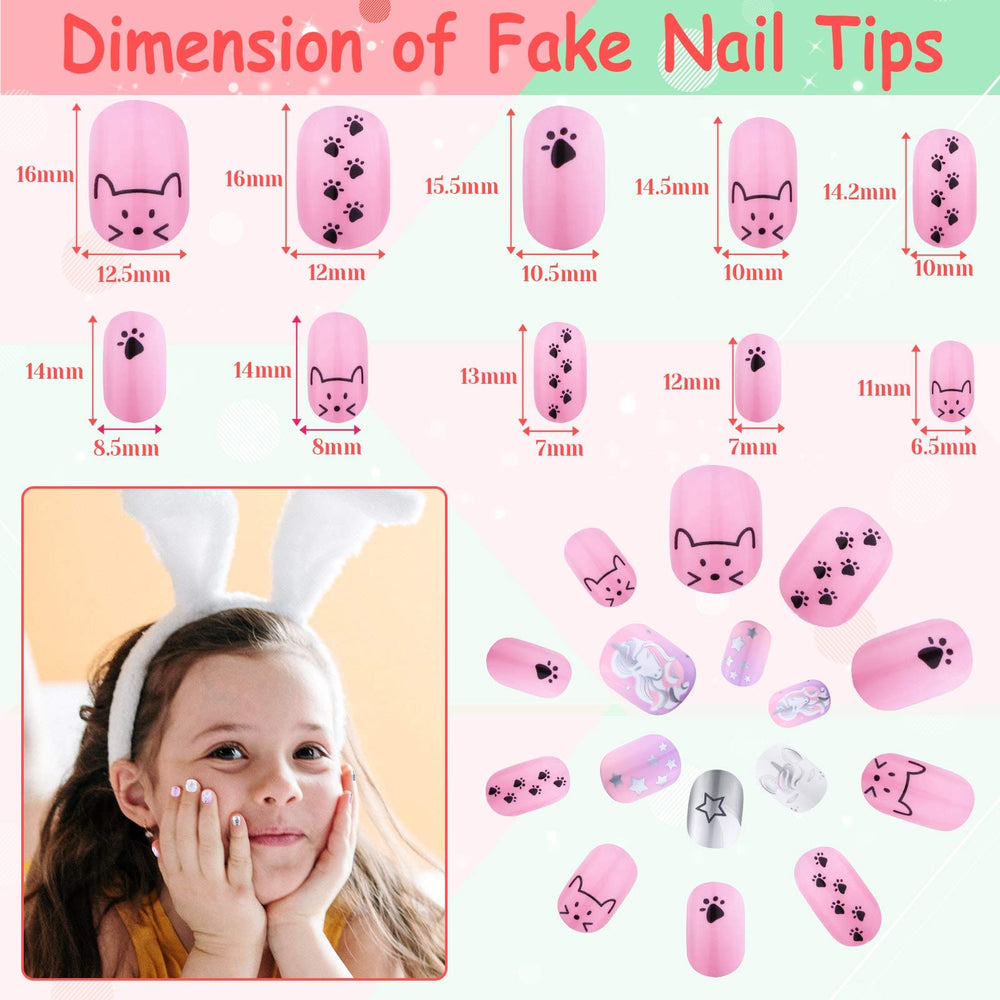 Thrilez nails applied on a child hand demonstrating neat full-cover short look