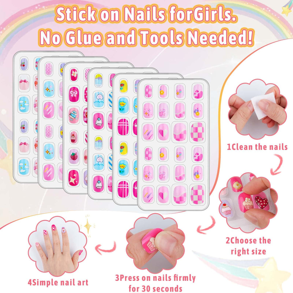 Thrilez nails on child hands showing finished look, boosts imaginative play