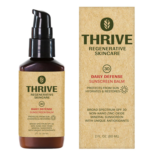 Thrive Natural Care front packaging showing label and SPF benefit