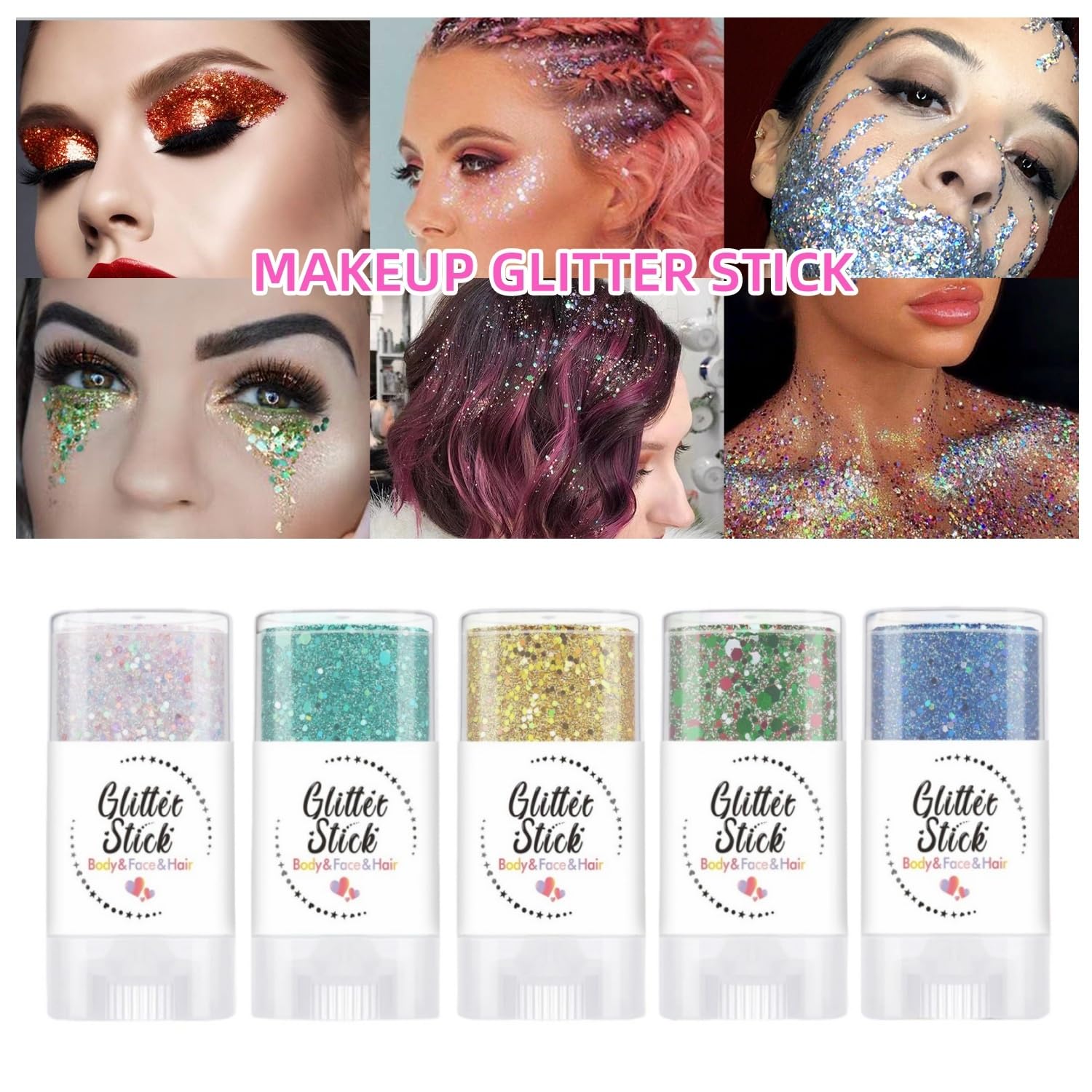 THZCU model wearing glitter at a festival, eye-catching sparkle for performances