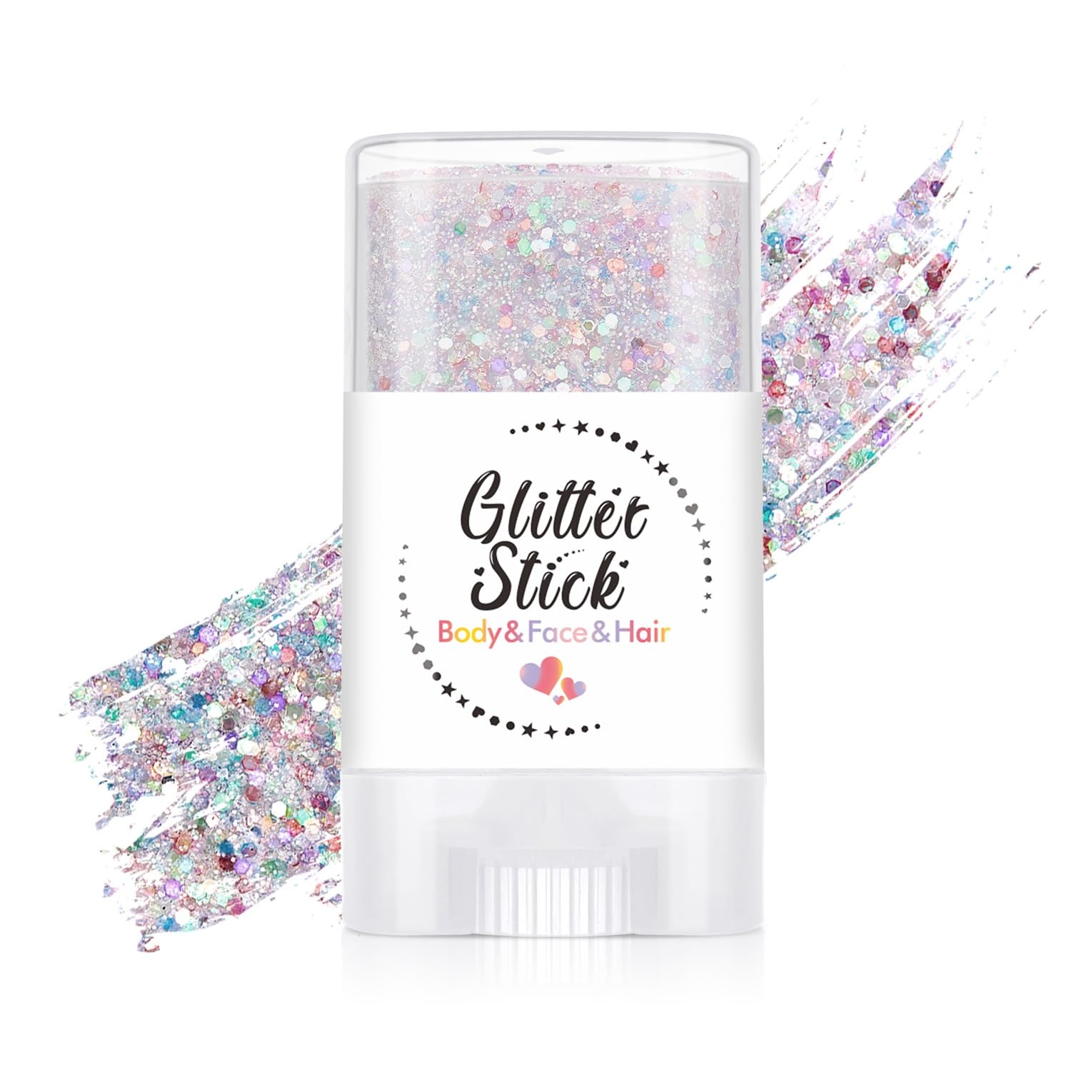 THZCU glitter stick front packaging showing colorful tube and label, easy-to-carry