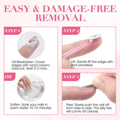 TiddieBair press-on nail attached using tabs demonstrating a smooth finish