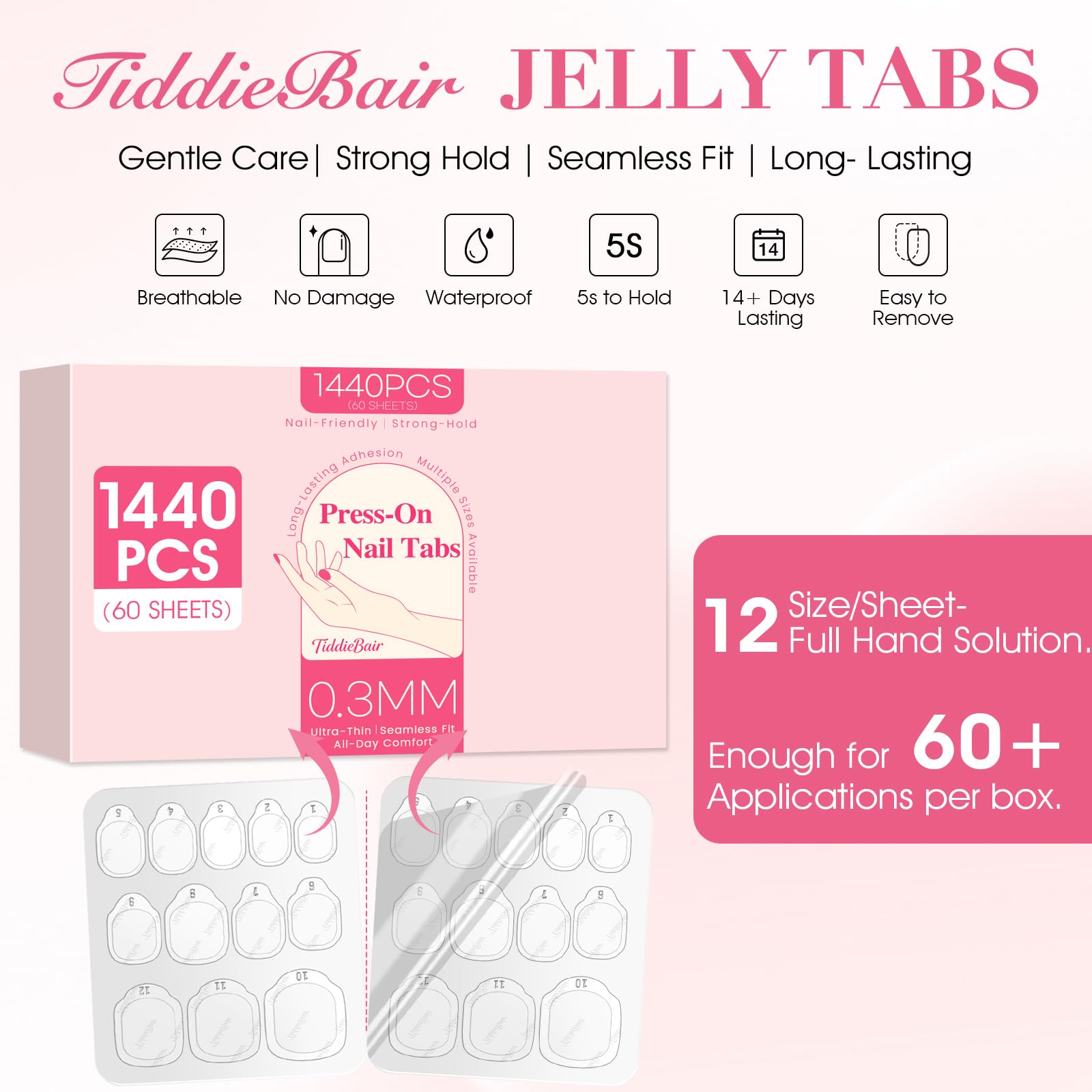 TiddieBair sheet array displaying 12 sizes to match every nail bed