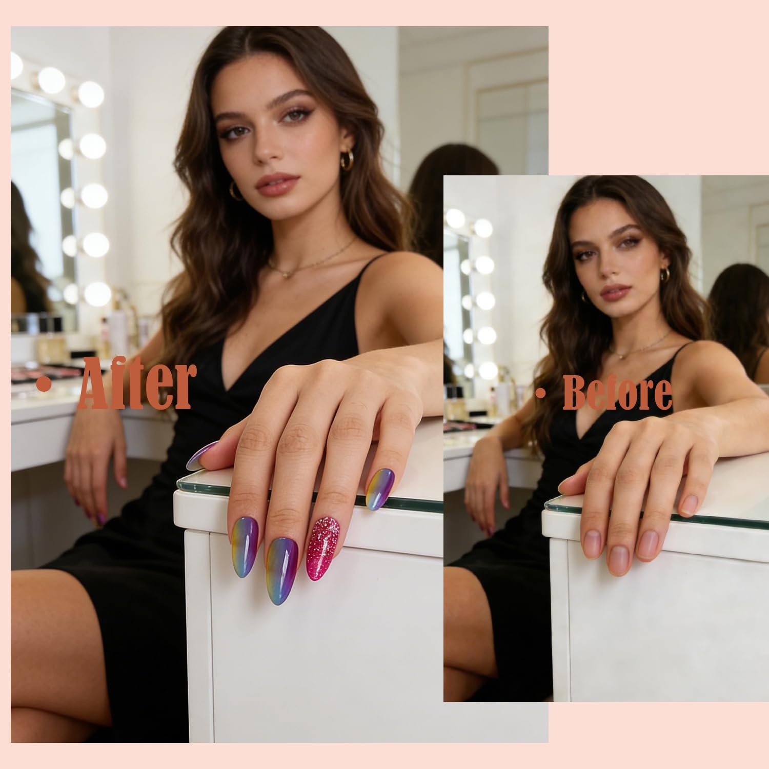 Tiebblove application tools layout with files and cuticle stick for easy prep