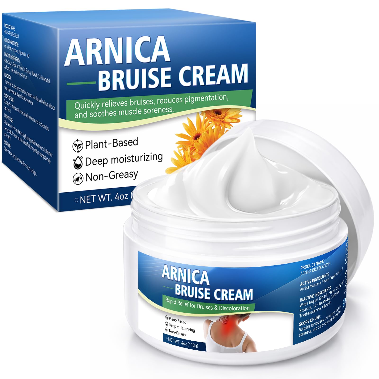 Tiepetly front tube 4oz showing product and benefit quick bruise support
