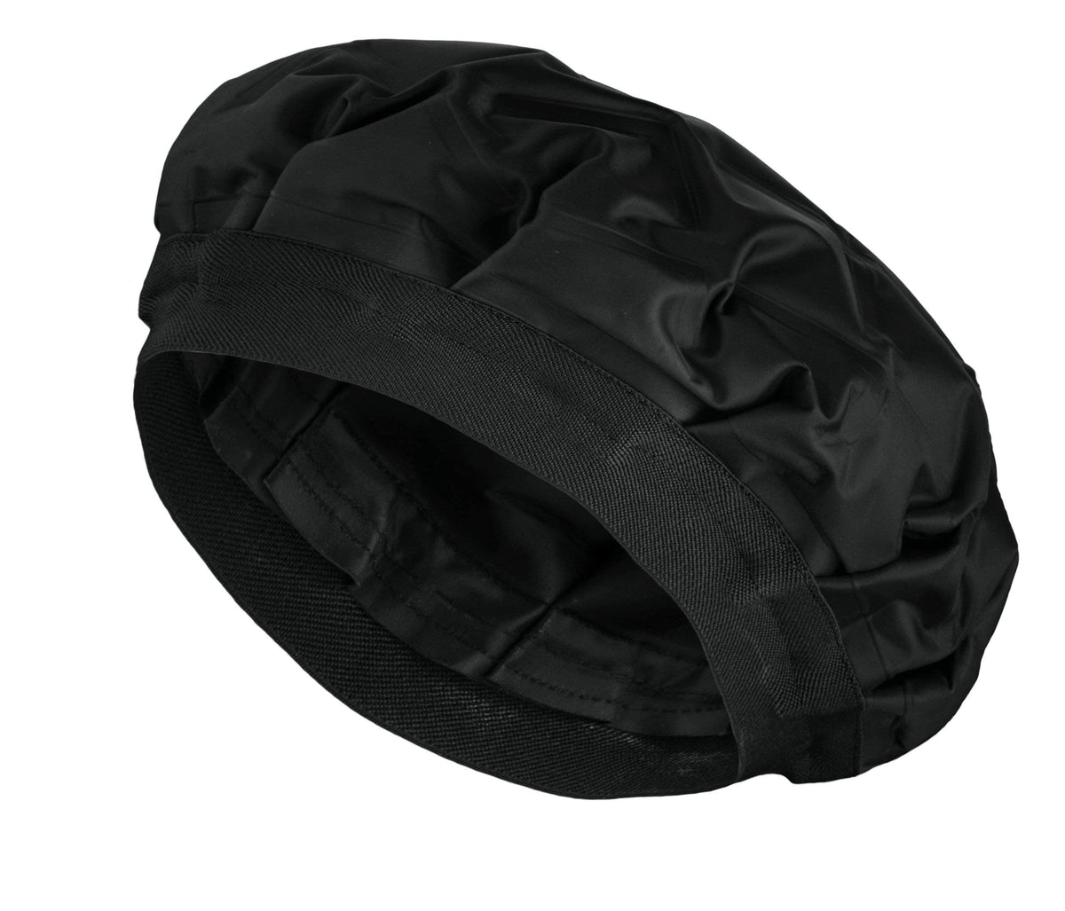 Tifara Beauty heat cap front view showing sleek black finish and secure fit benefit