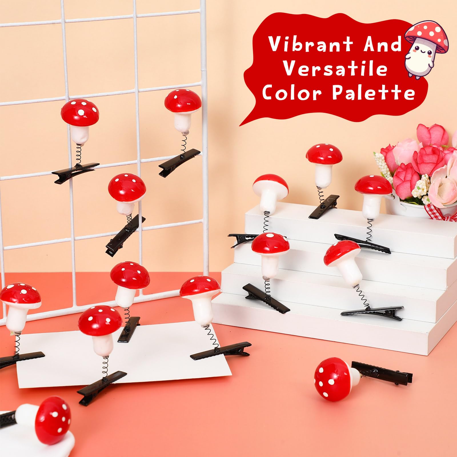 Tigeen mushroom clip clipped into a braid adding whimsical festival-ready flair