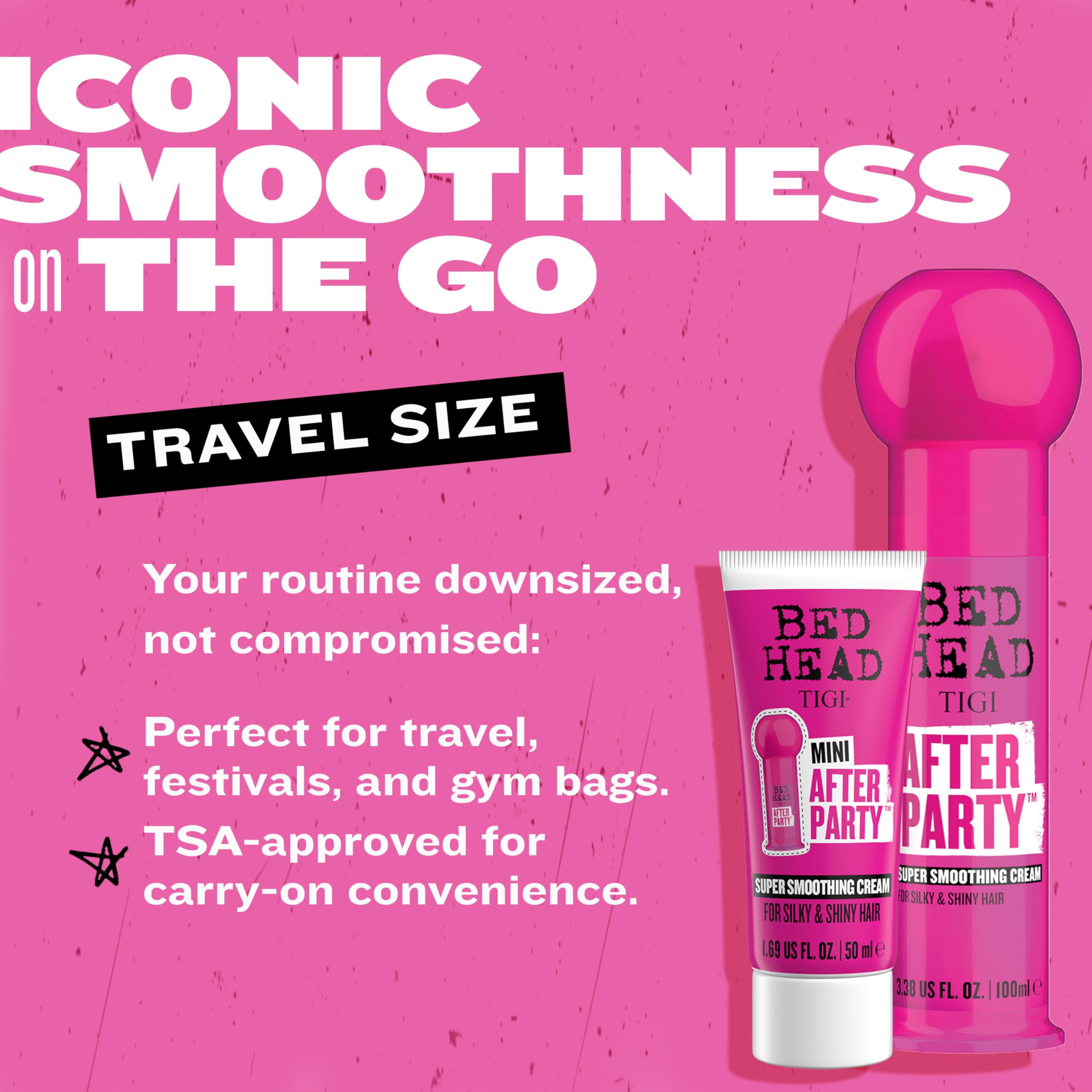 TIGI Bed Head cream on hand being applied to hair, demonstrates controlled frizz reduction