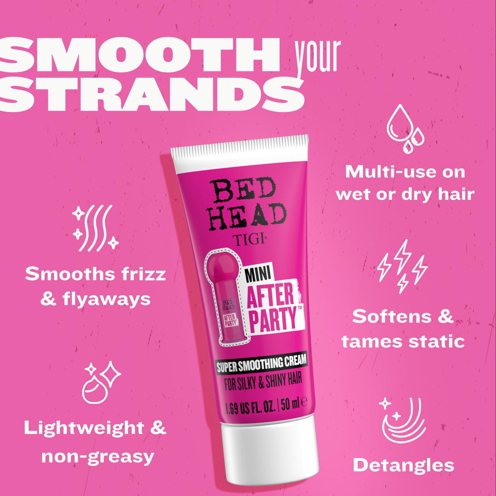 TIGI Bed Head tube beside passport and toiletries, conveys TSA-friendly travel convenience
