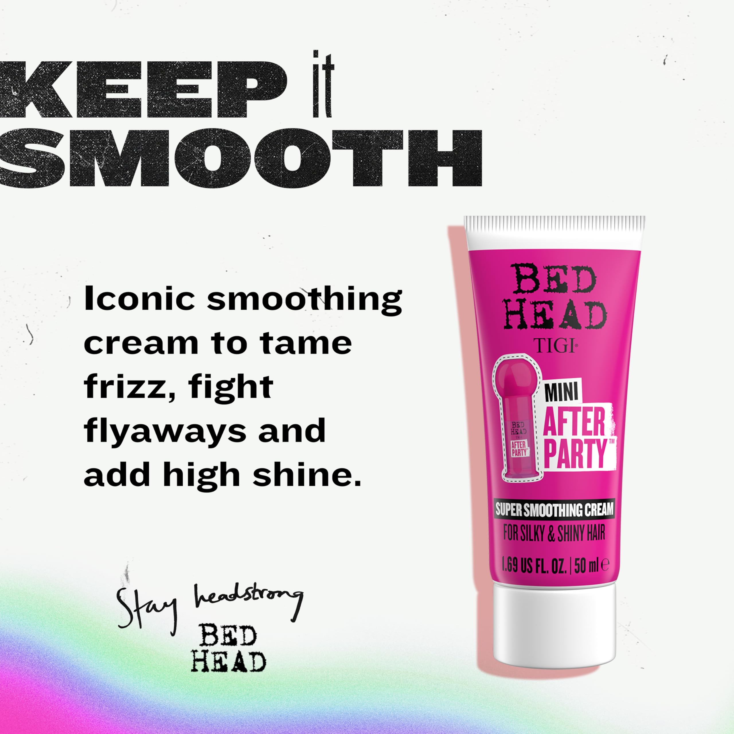 TIGI Bed Head tube cap detail illustrating secure closure, prevents spills while traveling